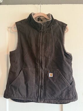 Carhartt Sherpa-Lined Brown Work Vest Boy’s size Large (12/14)